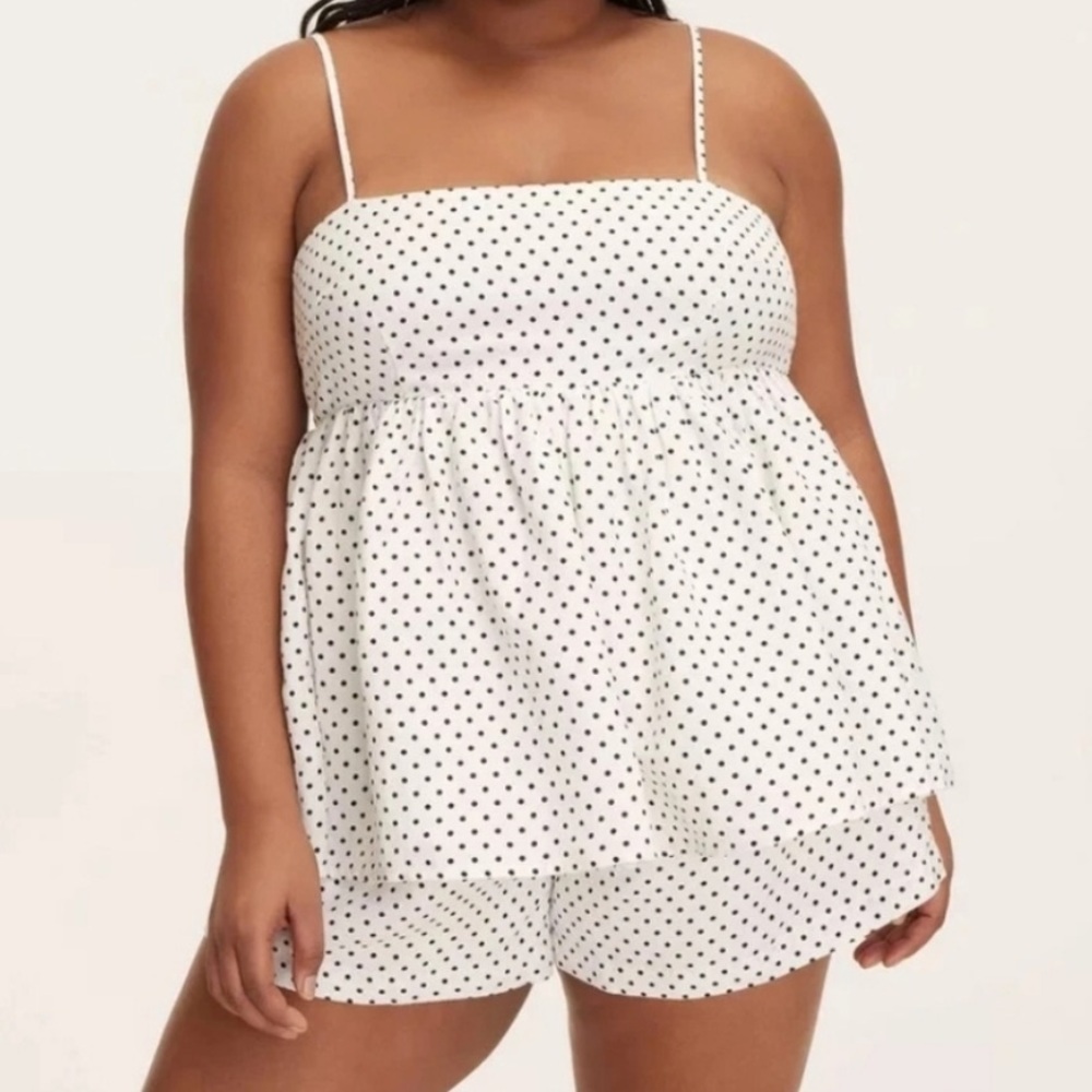 kate spade x target polka dot matching set black & white babydoll top and shorts